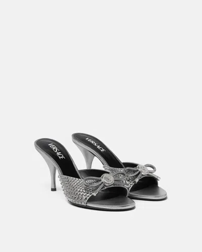 Versace 85mm Leather Mules In Silver