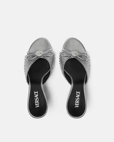 Versace 85mm Leather Mules In Silver
