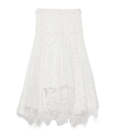 Jw Anderson Womens Mixed Lace Longline Skirt In White In White
