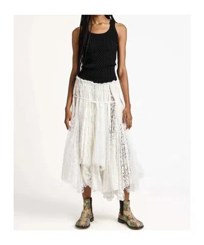 Jw Anderson Womens Mixed Lace Longline Skirt In White In White