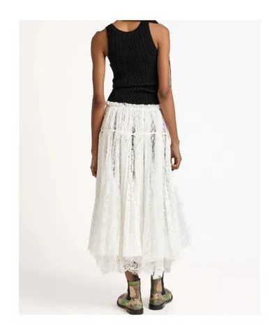 Jw Anderson Womens Mixed Lace Longline Skirt In White In White