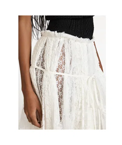Jw Anderson Womens Mixed Lace Longline Skirt In White In White