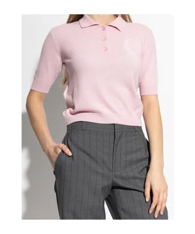 Moschino Short Sleeve Knit Polo Shirt In Multi