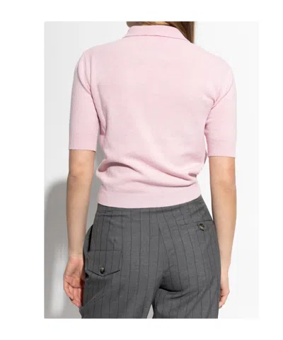 Moschino Short Sleeve Knit Polo Shirt In Multi