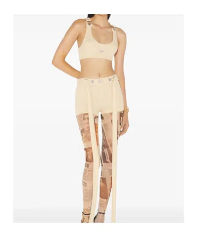 Jean Paul Gaultier Ribbed-knit Cotton Bra Top In Neutral