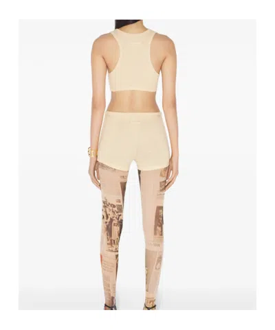 Jean Paul Gaultier Ribbed-knit Cotton Bra Top In Neutral