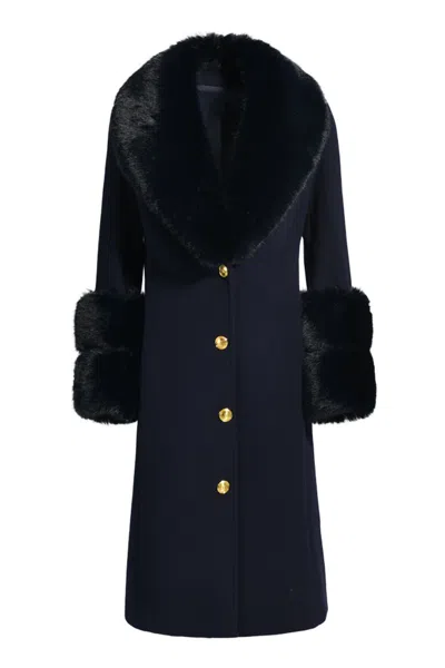 Hortons England Women's Blue Huntley Cashmere Coat Navy In Blue