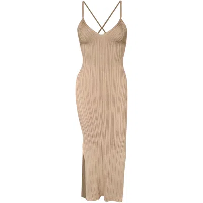 25 Union Women's Neutrals Summer Maxi Dress With Lace Up Back In Neutral