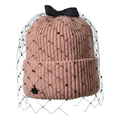 Misa Harada Millinery Women's Neutrals Mina Crystal Veiled Beanie Camel In Brown