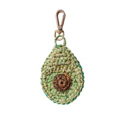 Likha Women's Green Trendy Avocado Bag Charm - Handmade Raffia Keychain In Green
