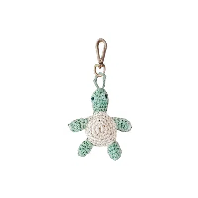 Likha Women's Green Turtle Bag Charm - Handmade Raffia Keychain In Green
