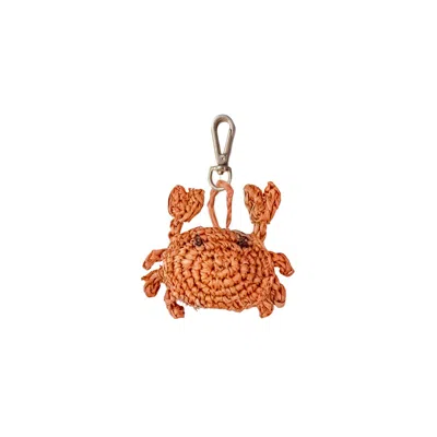Likha Women's Orange Crab Bag Charm - Handmade Coastal Raffia Accessory In Orange