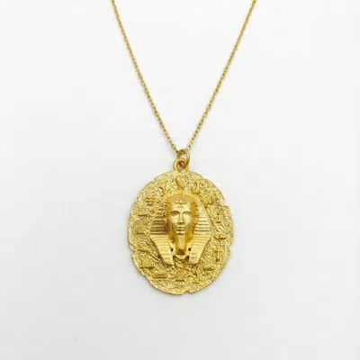 Silver & Elegant Co. Women's Gold The Pharaoh Medallion Necklace In Orange