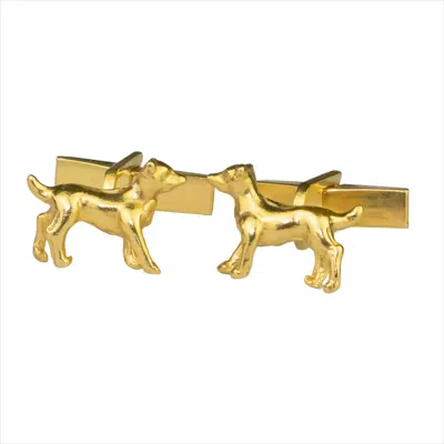 Simon Kemp Jewellers Men's Jack Russell Cufflinks Eighteen Carat Gold On Sterling Recycled Silver In Gold