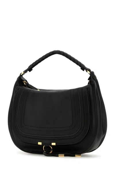 Chloé Black Leather Marcie Shoulder Bag In Black
