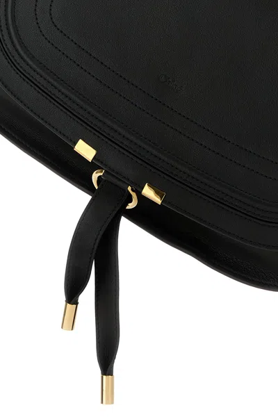 Chloé Black Leather Marcie Shoulder Bag In Black