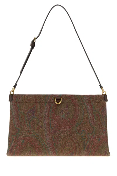 Etro Printed Canvas Medium Talk Clutch In Brown