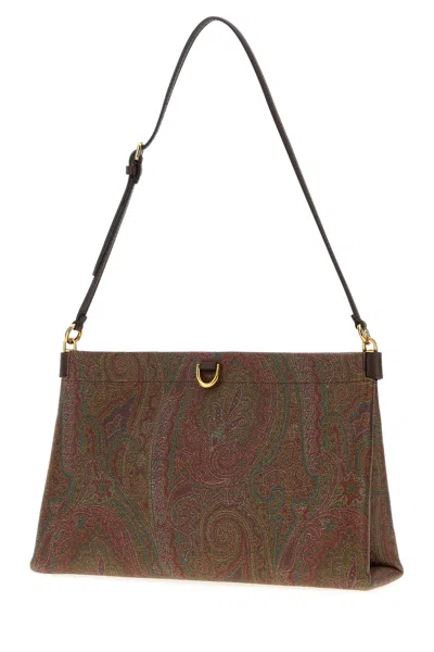 Etro Printed Canvas Medium Talk Clutch In Brown
