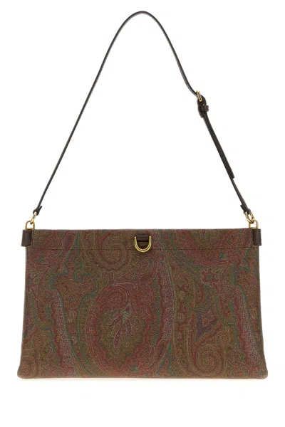 Etro Printed Canvas Medium Talk Clutch In Brown