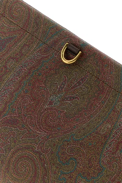 Etro Printed Canvas Medium Talk Clutch In Brown