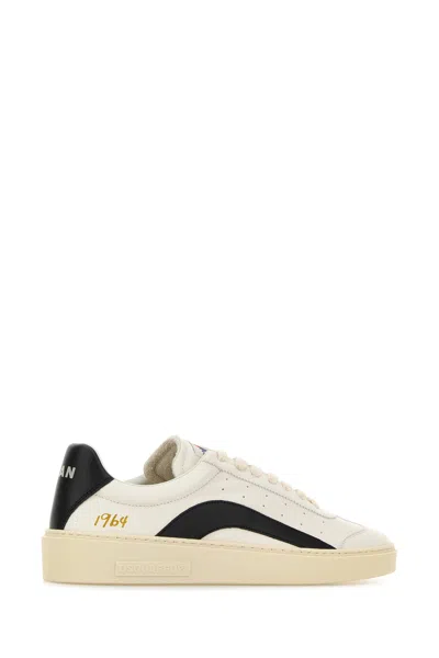 Dsquared2 Multicolor Calf Leather Bos Taurus Low Top Sneakers In Neutral