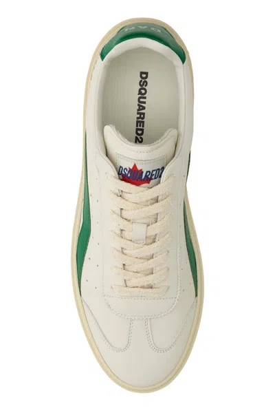 Dsquared2 Leather Rider Sneakers Round Toe Sole In White