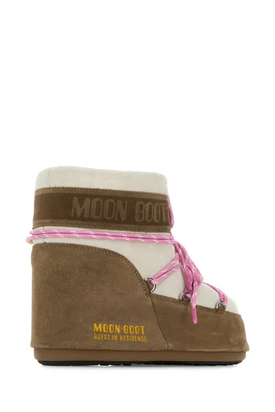 Moon Boot Two-tone Suede S X Guest In Residence Icon Low Ankle Boots In Animal Print