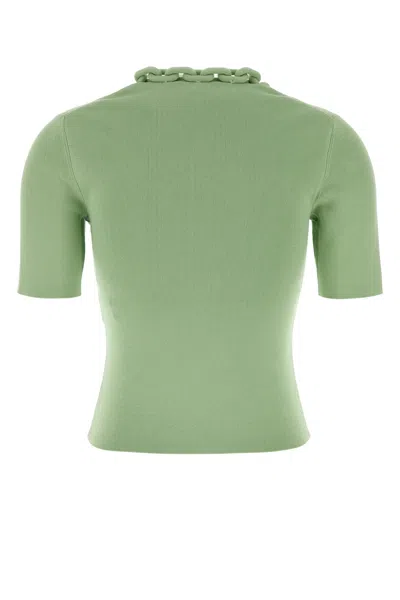 Rabanne Green Stretch Silk Blend T-shirt In Green