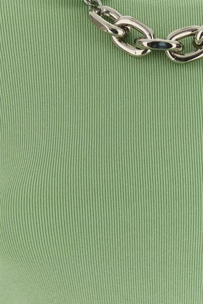 Rabanne Green Stretch Silk Blend T-shirt In Green