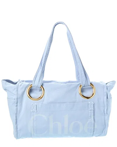 Chloé Plage Large Canvas Tote In Blue