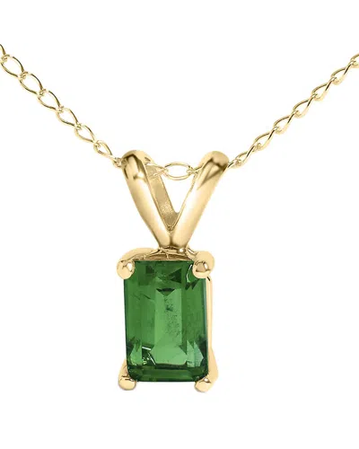 Haus Of Brilliance Colorful Gemstones 14k 0.40 Ct. Tw. Emerald Pendant  Necklace In Green