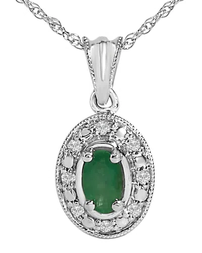 Haus Of Brilliance Colorful Gemstones 14k 0.35 Ct. Tw. Diamond & Emerald  Pendant Necklace In Green
