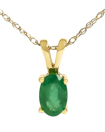 Haus Of Brilliance Colorful Gemstones 14k 0.52 Ct. Tw. Emerald Pendant  Necklace In Green