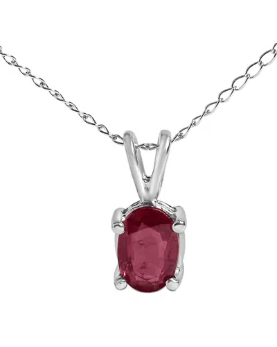 Haus Of Brilliance Colorful Gemstones 14k 0.60 Ct. Tw. Ruby Pendant Necklace In Metallic