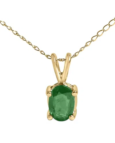 Haus Of Brilliance Colorful Gemstones 14k 0.45 Ct. Tw. Emerald Pendant  Necklace In Gold