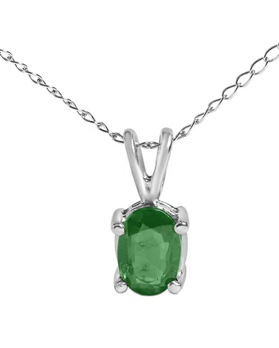 Haus Of Brilliance Colorful Gemstones 14k 0.45 Ct. Tw. Emerald Pendant  Necklace In Green