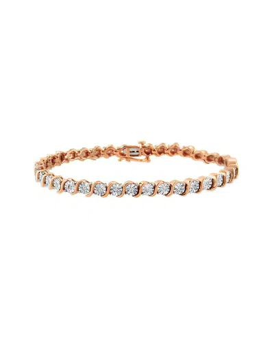 Haus Of Brilliance 14k Rose Gold Over Silver 0.25 Ct. Tw. Diamond Link Bracelet In Gold