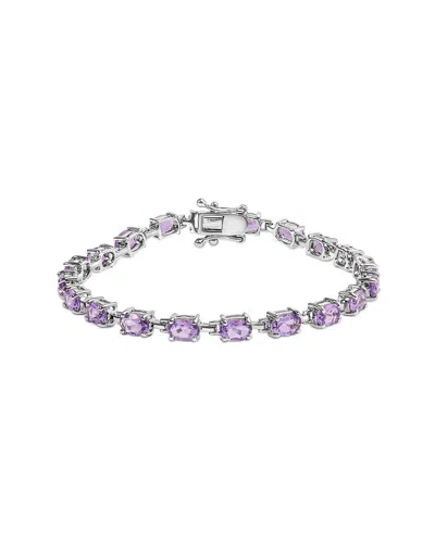 Haus Of Brilliance Colorful Gemstones Silver 8.60 Ct. Tw. Lab-grown Amethyst  Tennis Bracelet In Silver