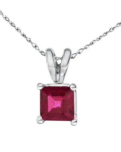 Haus Of Brilliance Colorful Gemstones 14k 0.65 Ct. Tw. Ruby Pendant Necklace In Silver