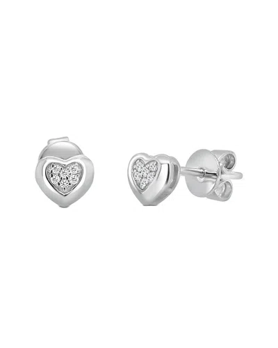 Sabrina Designs 14k 0.04 Ct. Tw. Diamond  Heart Stud Earrings In Silver