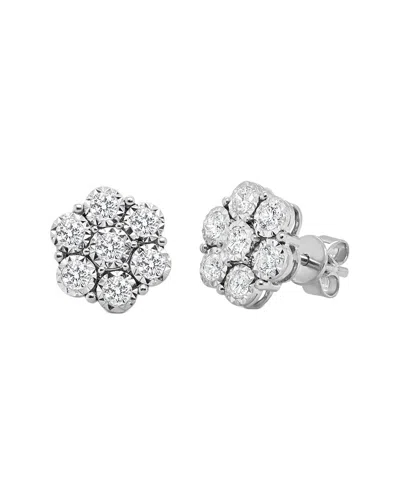 Sabrina Designs 14k 0.49 Ct. Tw. Diamond  Cluster Stud Earrings In Silver