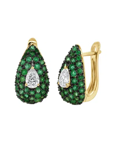Sabrina Designs 14k 1.64 Ct. Tw. Diamond &  Emerald Huggie Earrings In Green