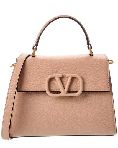 Valentino Vsling Small Grainy Leather Satchel In Pink