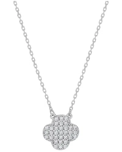 Suzy Levian Cz Jewelry Suzy Levian Silver Cz Clover Necklace In Metallic