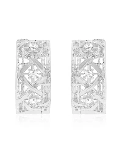 Suzy Levian Cz Jewelry Suzy Levian Silver Cz Huggie Earrings In Metallic