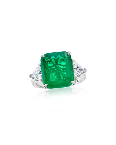 Suzy Levian Cz Jewelry Suzy Levian Gala Collection Silver Cz Cocktail Ring In Green