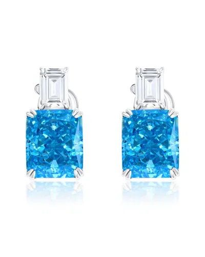 Suzy Levian Cz Jewelry Suzy Levian Gala Collection Silver Cz Drop Earrings In Blue