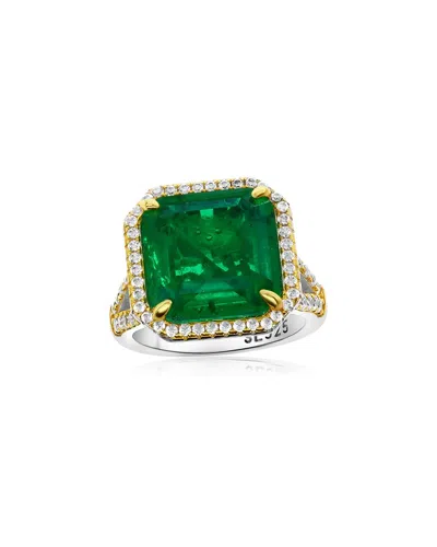 Suzy Levian Cz Jewelry Suzy Levian Gala Collection Silver Cz Cocktail Ring In Green