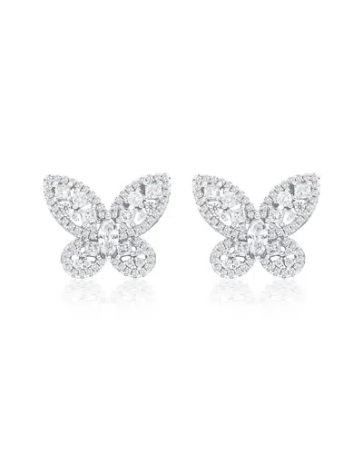 Suzy Levian Cz Jewelry Suzy Levian Gala Collection Silver Cz Stud Earrings In Metallic