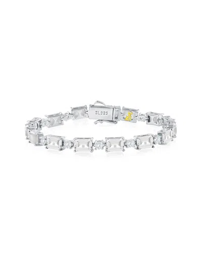 Suzy Levian Cz Jewelry Suzy Levian Gala Collection Silver Cz Tennis Bracelet In Metallic